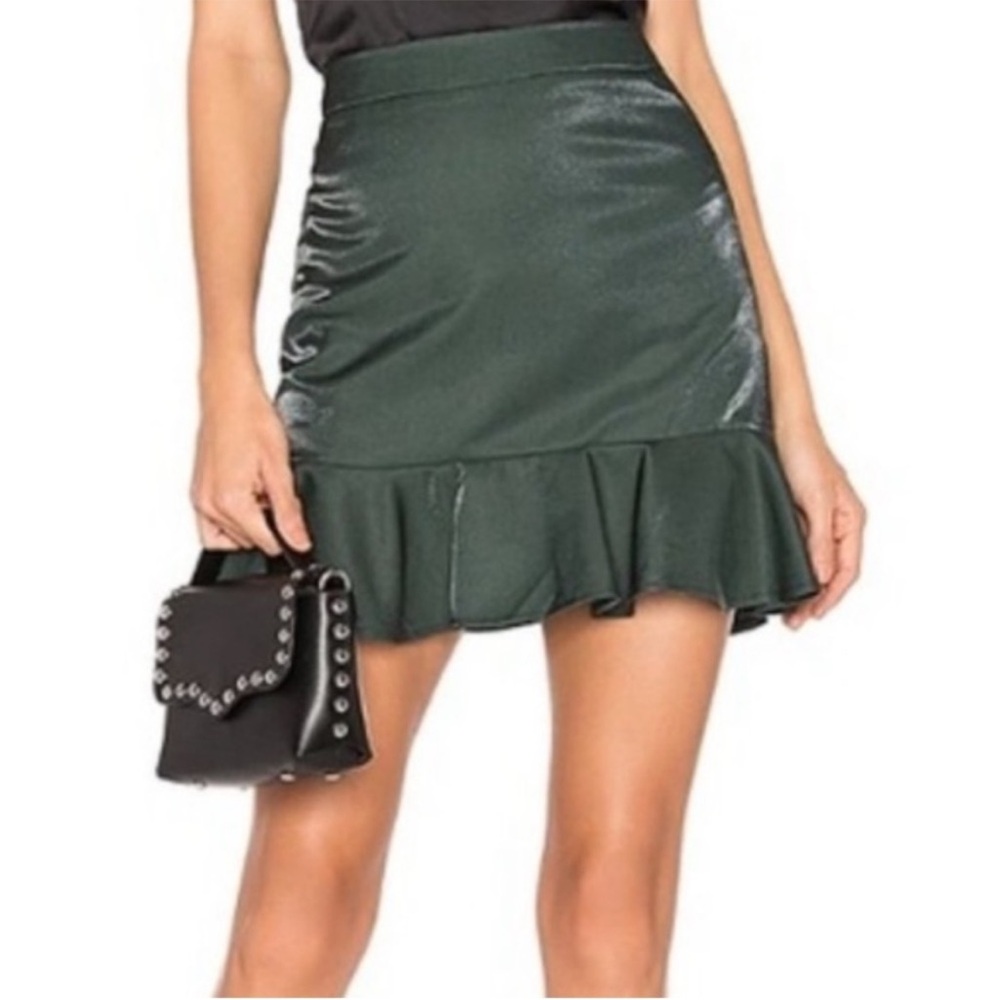 Revolve About Us Green Metallic Mkni Skirt Sz Sm
